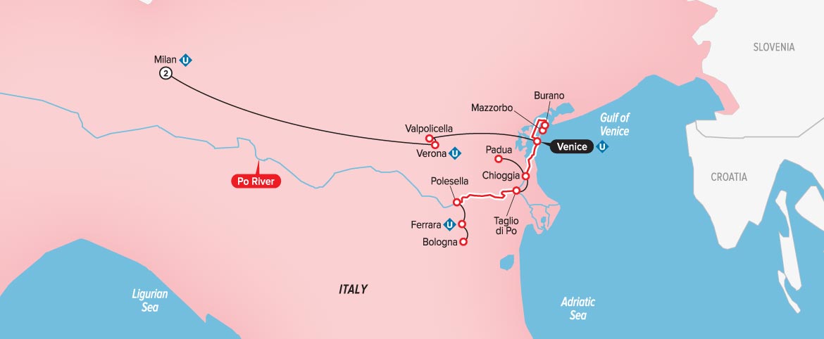 UNI Venice and Gems of Northern Italy map
